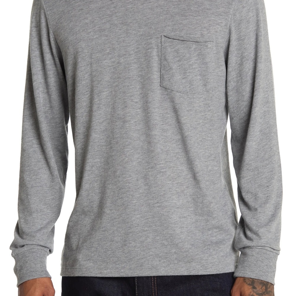 Jason Scott Long Sleeve Pocket Tee Mens Large Gray‎ Excellent Peru Jersey Crew